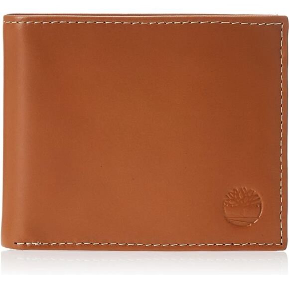 Men's Leather Wallet With Attached Flip Pocket, Tan (Cloudy)